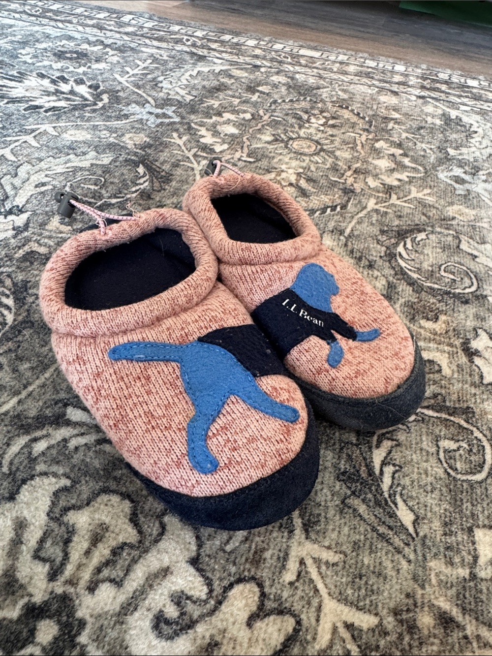 L.L. Bean Kids' Pink Slipper Shoes with Blue Dog Motif